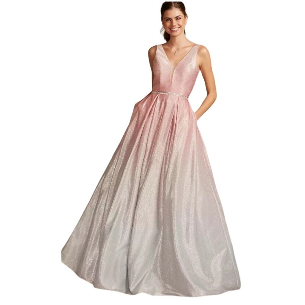 Elegant Pink and White Ombre Prom Dress